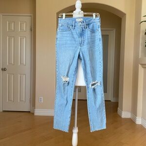 Madewell Blue Straight Leg Jeans with Perfect Vintage-Inspired Distressed Look